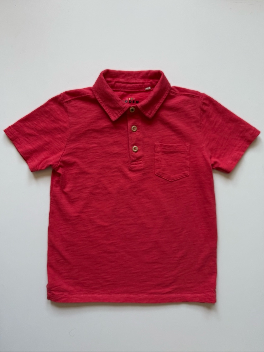 Mini Boden Kids Red Slub Polo Shirt - Size 5-6Y
